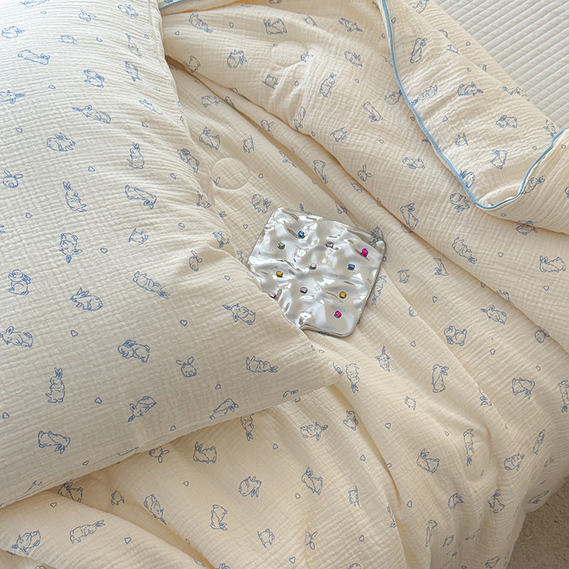 Double Layer Crinkle Cotton Summer Quilt Soft Air Conditioning Quilt for Summer