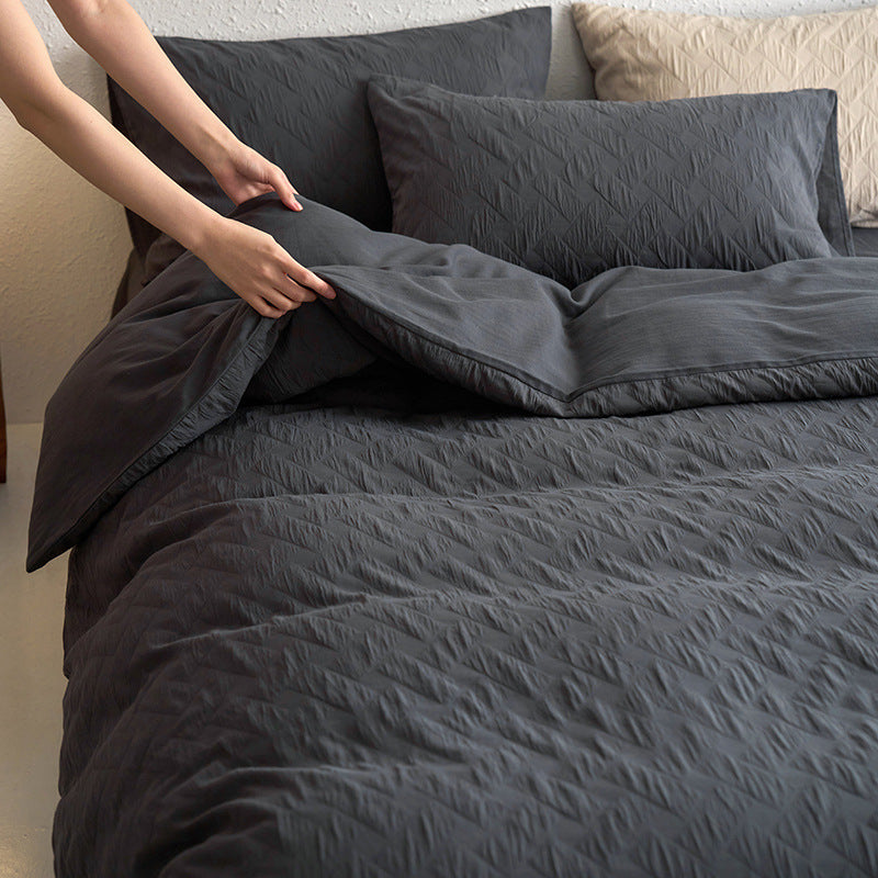 Maternity and Baby Grade Ultra Soft Double Layer Gauze Pure Cotton Solid Color Series Four-Piece Bed Set