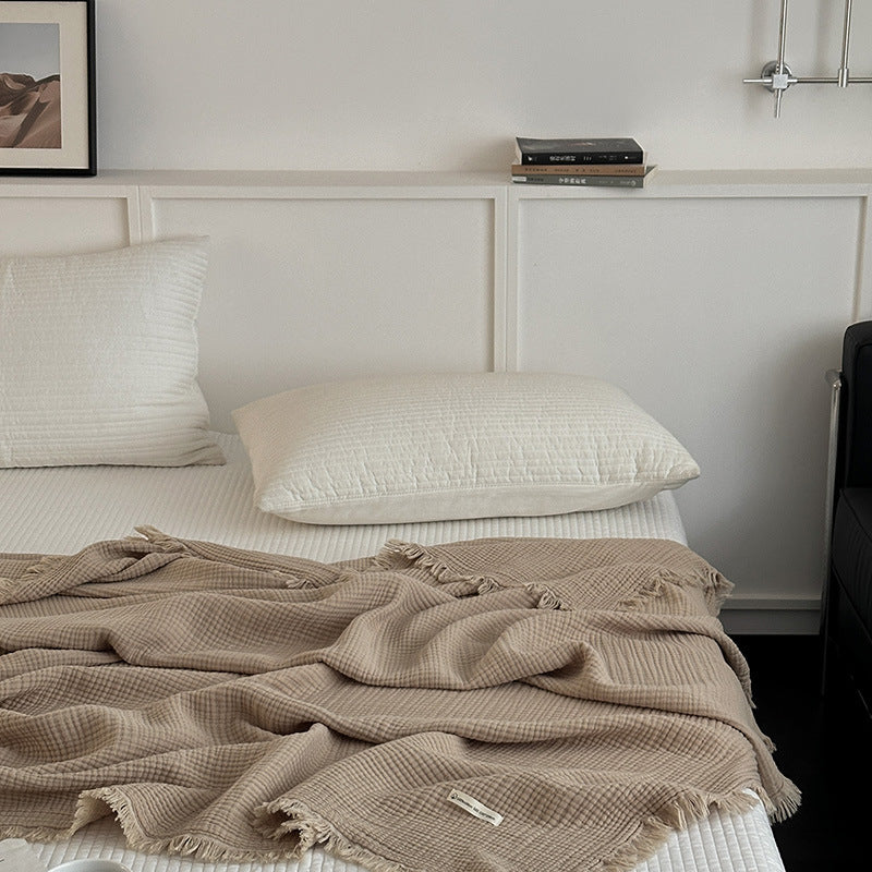 Minimalist Four-Layer Gauze Tassel Blanket Office Summer Thin Cover Blanket Air Conditioning Quilt