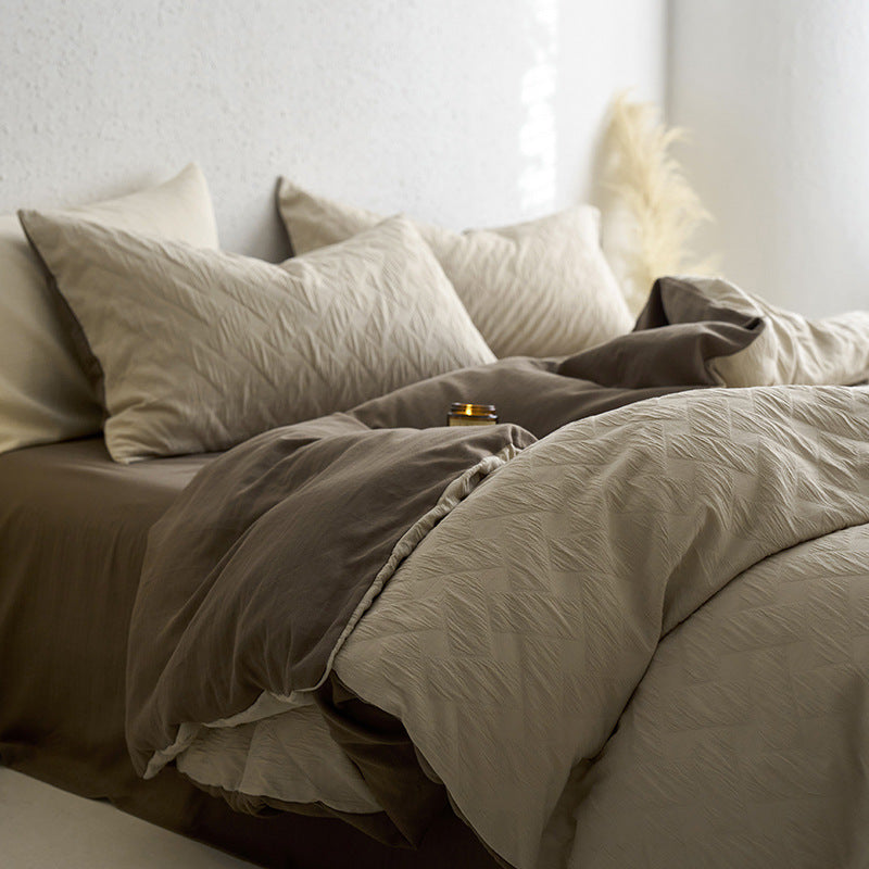 Maternity and Baby Grade Ultra Soft Double Layer Gauze Pure Cotton Solid Color Series Four-Piece Bed Set