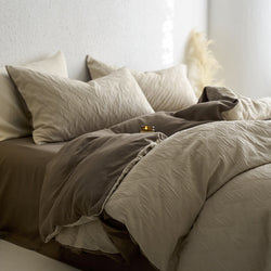 Maternity and Baby Grade Ultra Soft Double Layer Gauze Pure Cotton Solid Color Series Four-Piece Bed Set