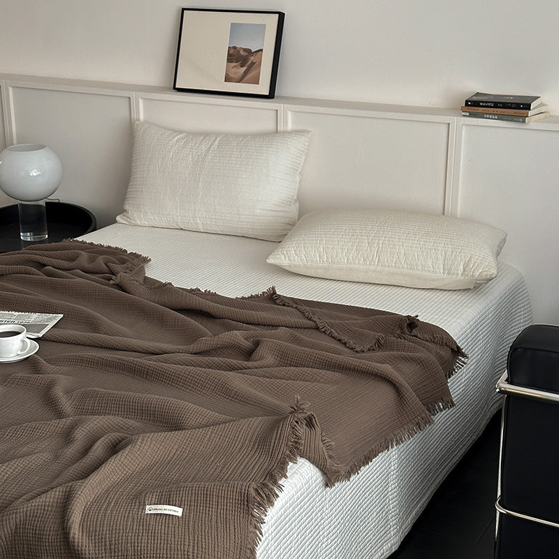 Minimalist Four-Layer Gauze Tassel Blanket Office Summer Thin Cover Blanket Air Conditioning Quilt