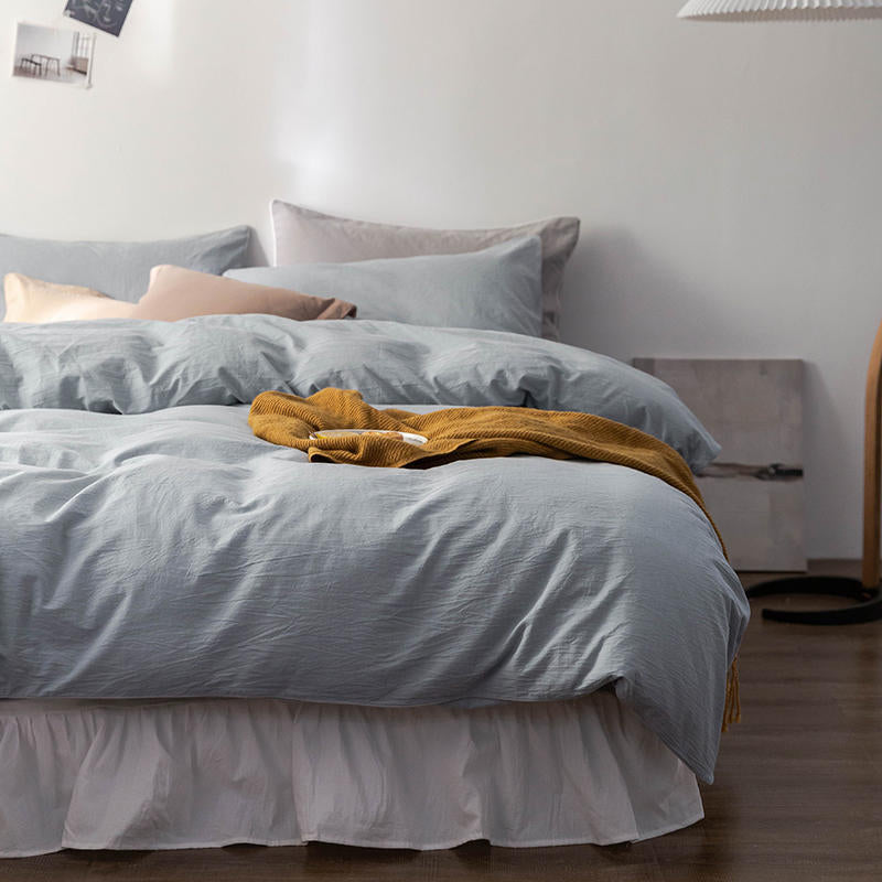 Solid Color100%100% Cotton Spring and Autumn Four-Piece Bedding Set