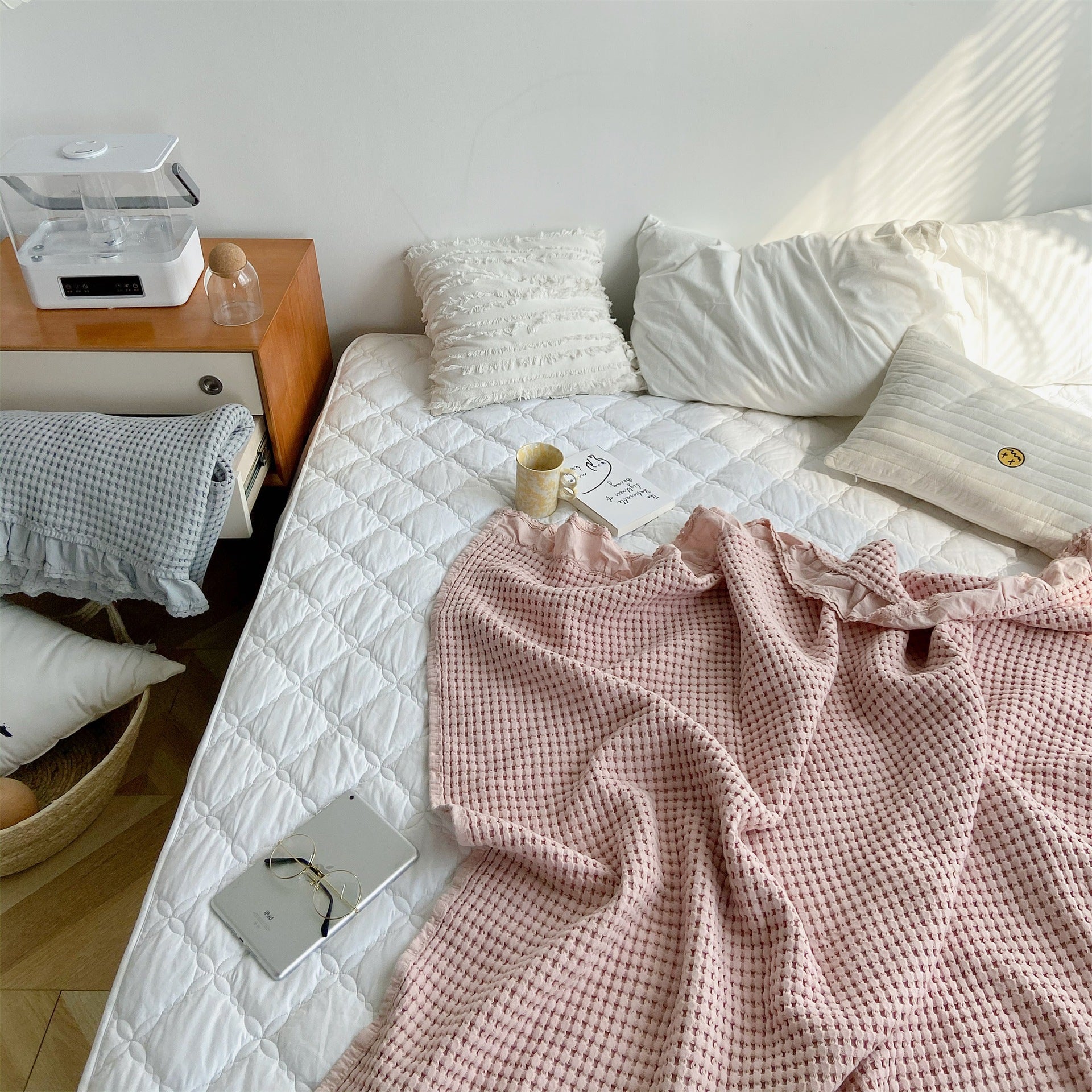 Pure Cotton Waffle Soft Towel Blanket Summer Quilt