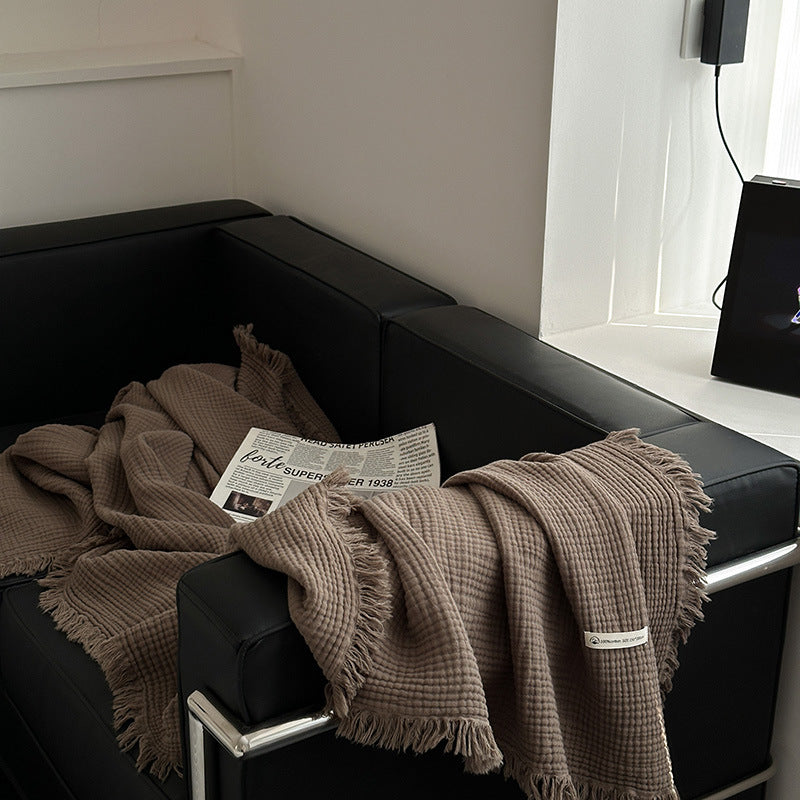 Minimalist Four-Layer Gauze Tassel Blanket Office Summer Thin Cover Blanket Air Conditioning Quilt
