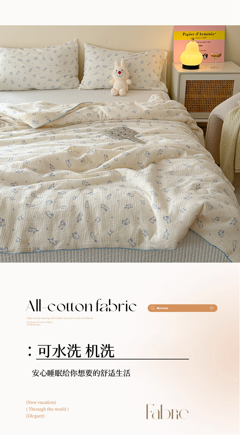 Double Layer Crinkle Cotton Summer Quilt Soft Air Conditioning Quilt for Summer