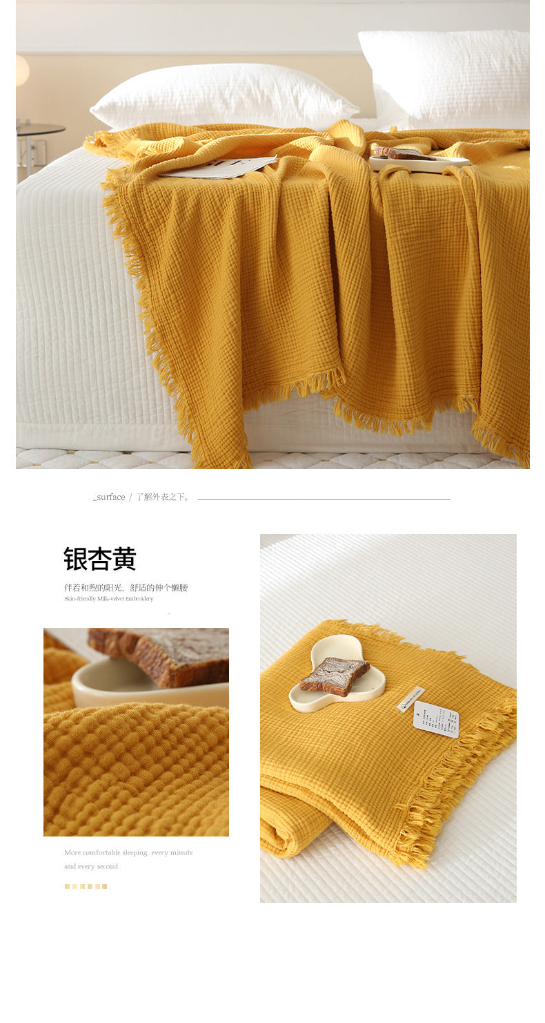 Minimalist Four-Layer Gauze Tassel Blanket Office Summer Thin Cover Blanket Air Conditioning Quilt