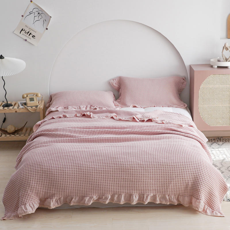 Pure Cotton Waffle Soft Towel Blanket Summer Quilt