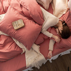 Solid Color100%100% Cotton Spring and Autumn Four-Piece Bedding Set