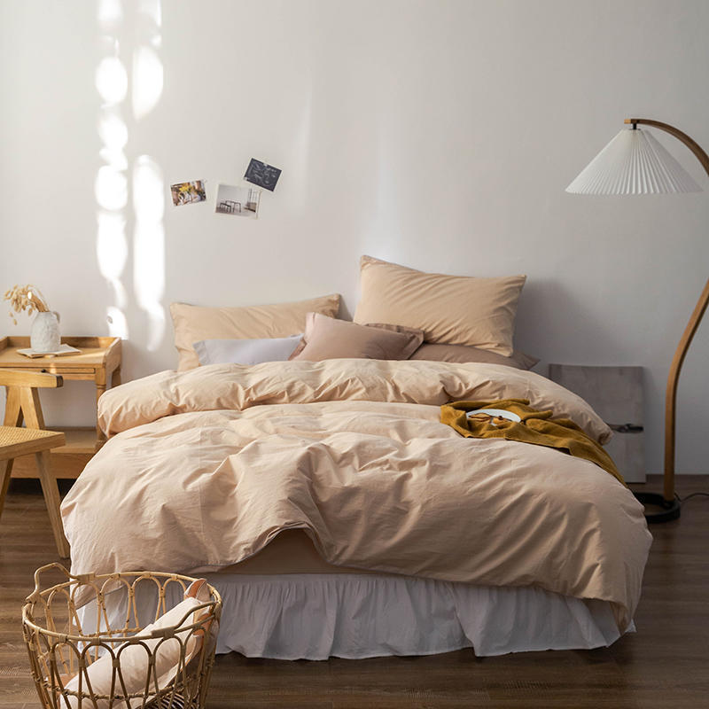 Solid Color100%100% Cotton Spring and Autumn Four-Piece Bedding Set