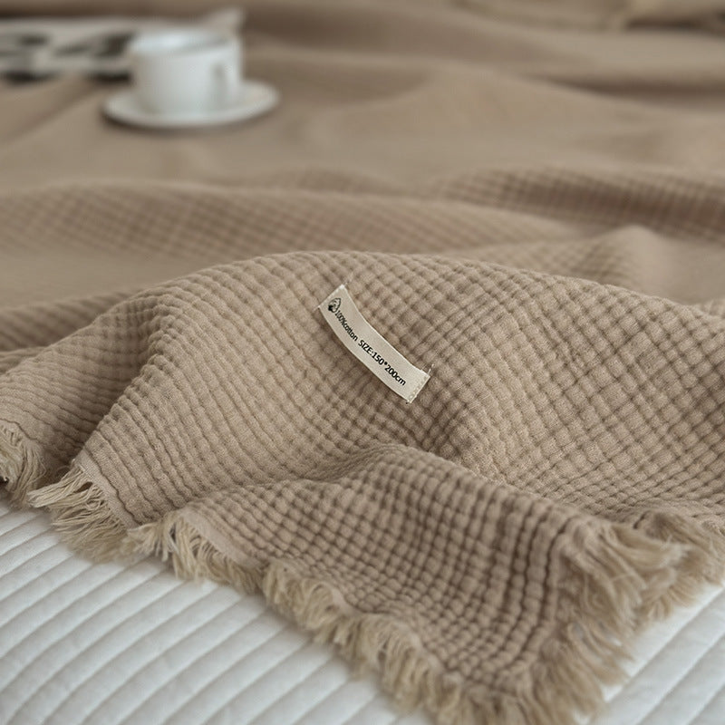 Minimalist Four-Layer Gauze Tassel Blanket Office Summer Thin Cover Blanket Air Conditioning Quilt
