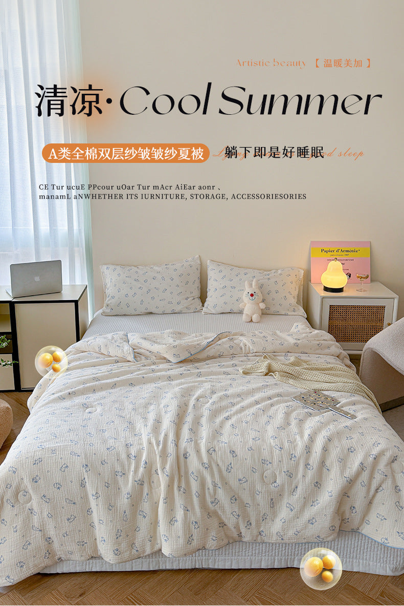 Double Layer Crinkle Cotton Summer Quilt Soft Air Conditioning Quilt for Summer
