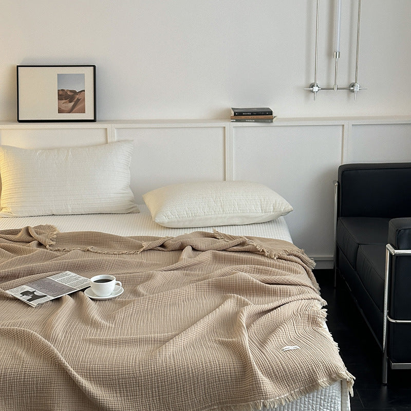 Minimalist Four-Layer Gauze Tassel Blanket Office Summer Thin Cover Blanket Air Conditioning Quilt