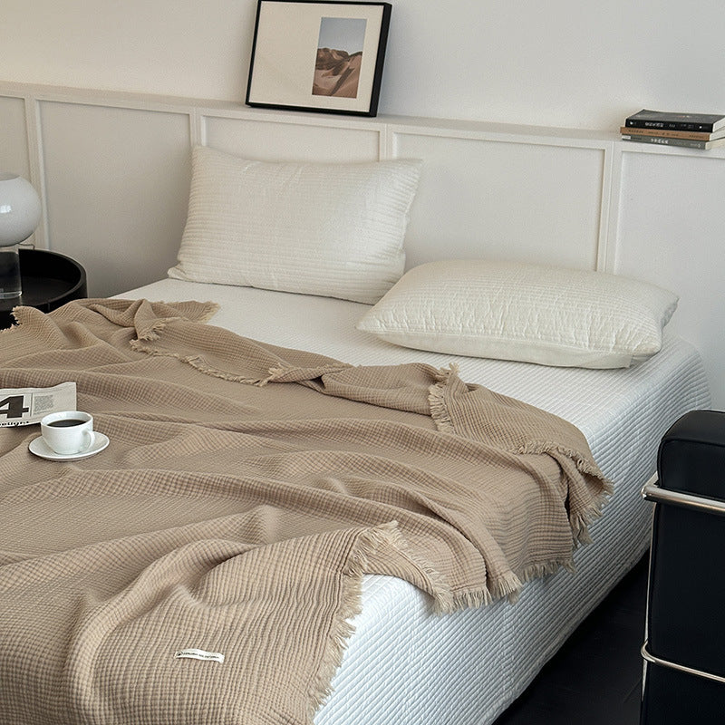 Minimalist Four-Layer Gauze Tassel Blanket Office Summer Thin Cover Blanket Air Conditioning Quilt