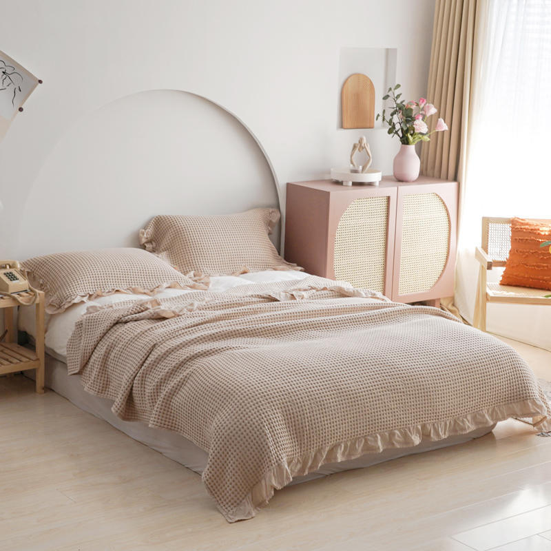 Pure Cotton Waffle Soft Towel Blanket Summer Quilt