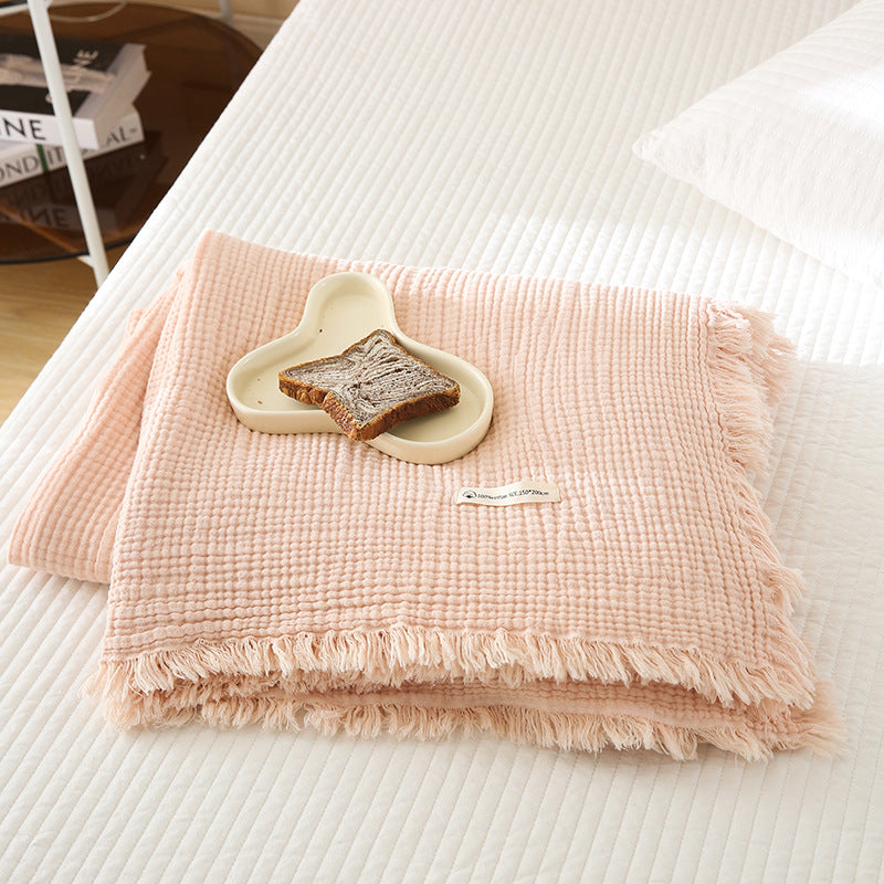 Minimalist Four-Layer Gauze Tassel Blanket Office Summer Thin Cover Blanket Air Conditioning Quilt