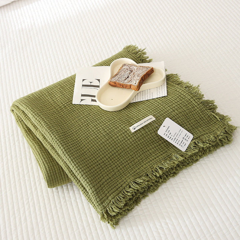Minimalist Four-Layer Gauze Tassel Blanket Office Summer Thin Cover Blanket Air Conditioning Quilt