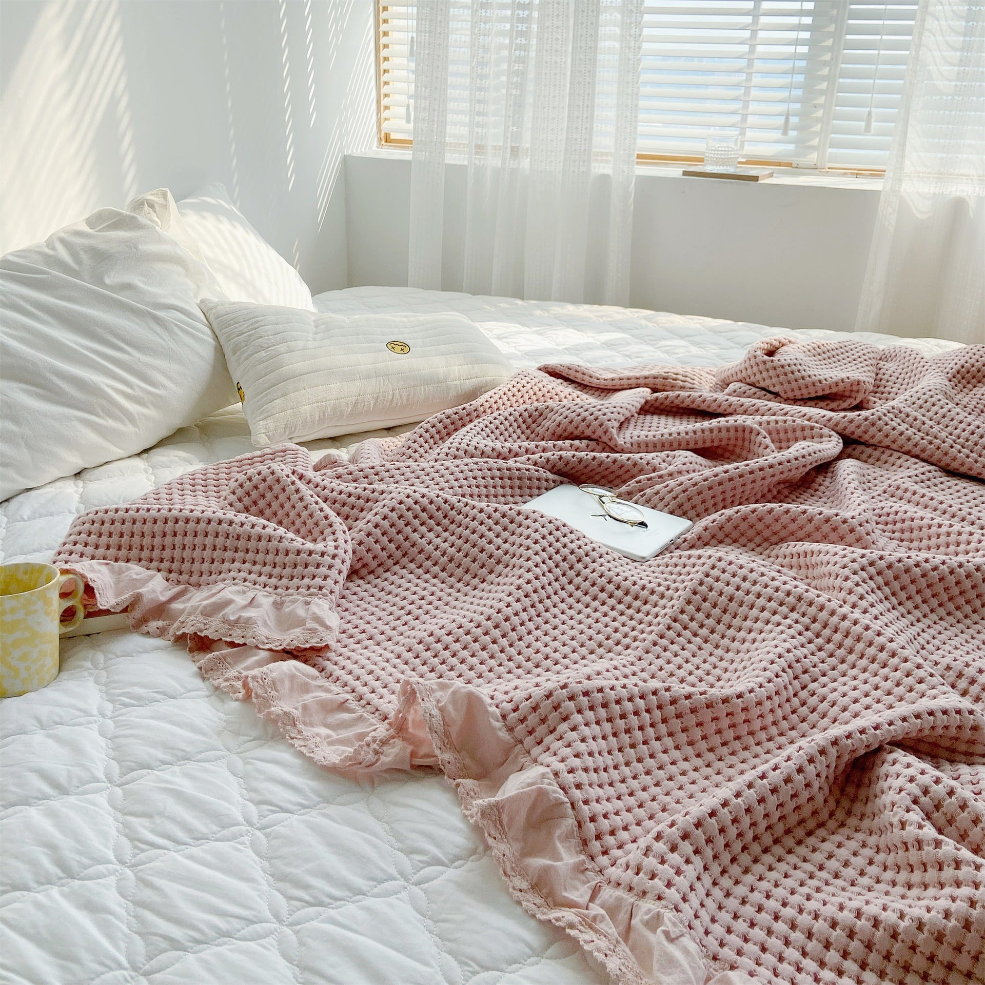 Pure Cotton Waffle Soft Towel Blanket Summer Quilt