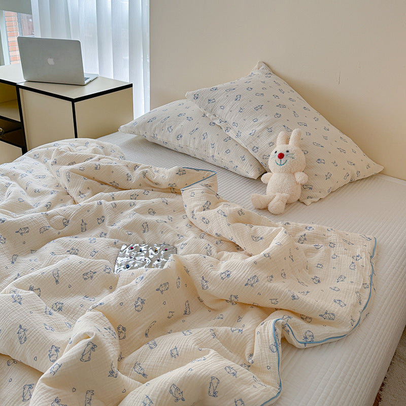 Double Layer Crinkle Cotton Summer Quilt Soft Air Conditioning Quilt for Summer