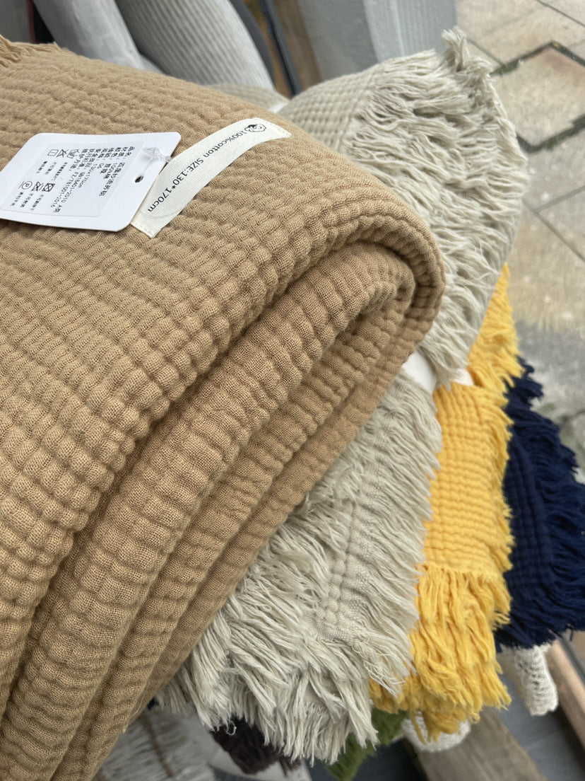 Minimalist Four-Layer Gauze Tassel Blanket Office Summer Thin Cover Blanket Air Conditioning Quilt