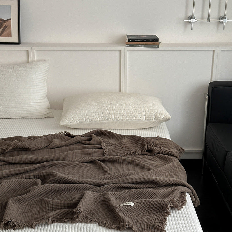 Minimalist Four-Layer Gauze Tassel Blanket Office Summer Thin Cover Blanket Air Conditioning Quilt