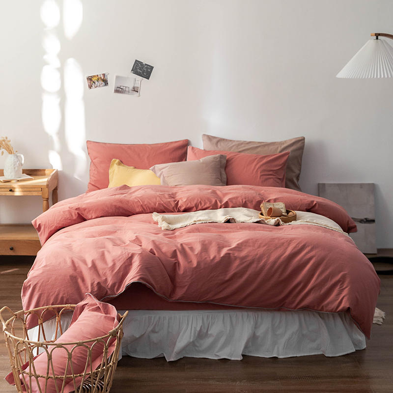 Solid Color100%100% Cotton Spring and Autumn Four-Piece Bedding Set