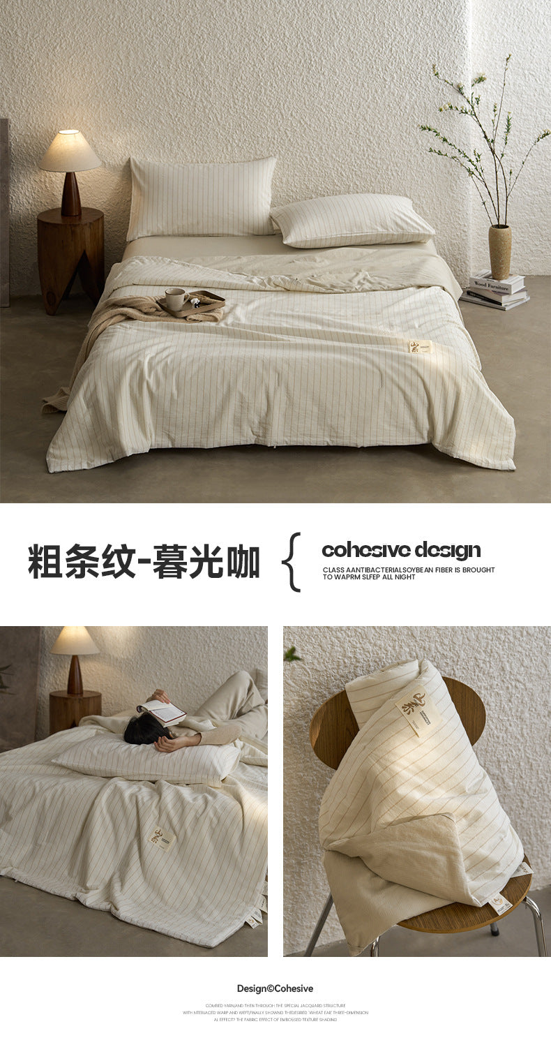 Pure Cotton Summer Quilt Washed Full Cotton Striped Soybean Air Conditioning Quilt