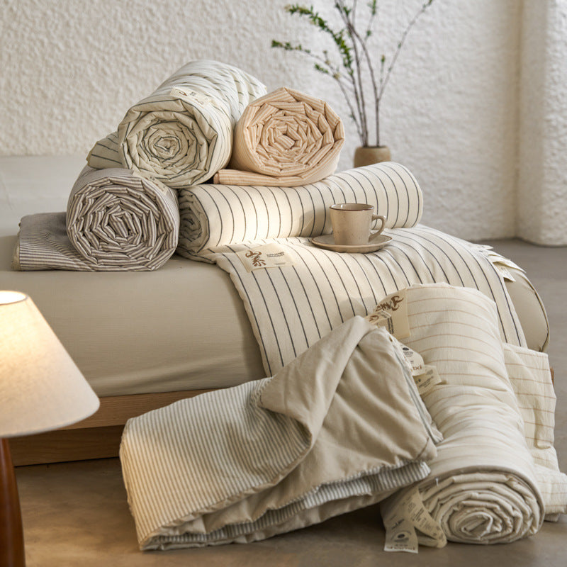 Pure Cotton Summer Quilt Washed Full Cotton Striped Soybean Air Conditioning Quilt