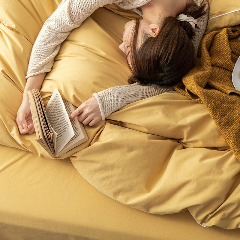 Solid Color100%100% Cotton Spring and Autumn Four-Piece Bedding Set