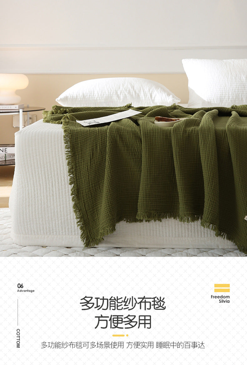 Minimalist Four-Layer Gauze Tassel Blanket Office Summer Thin Cover Blanket Air Conditioning Quilt