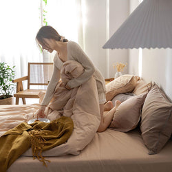 Solid Color100%100% Cotton Spring and Autumn Four-Piece Bedding Set