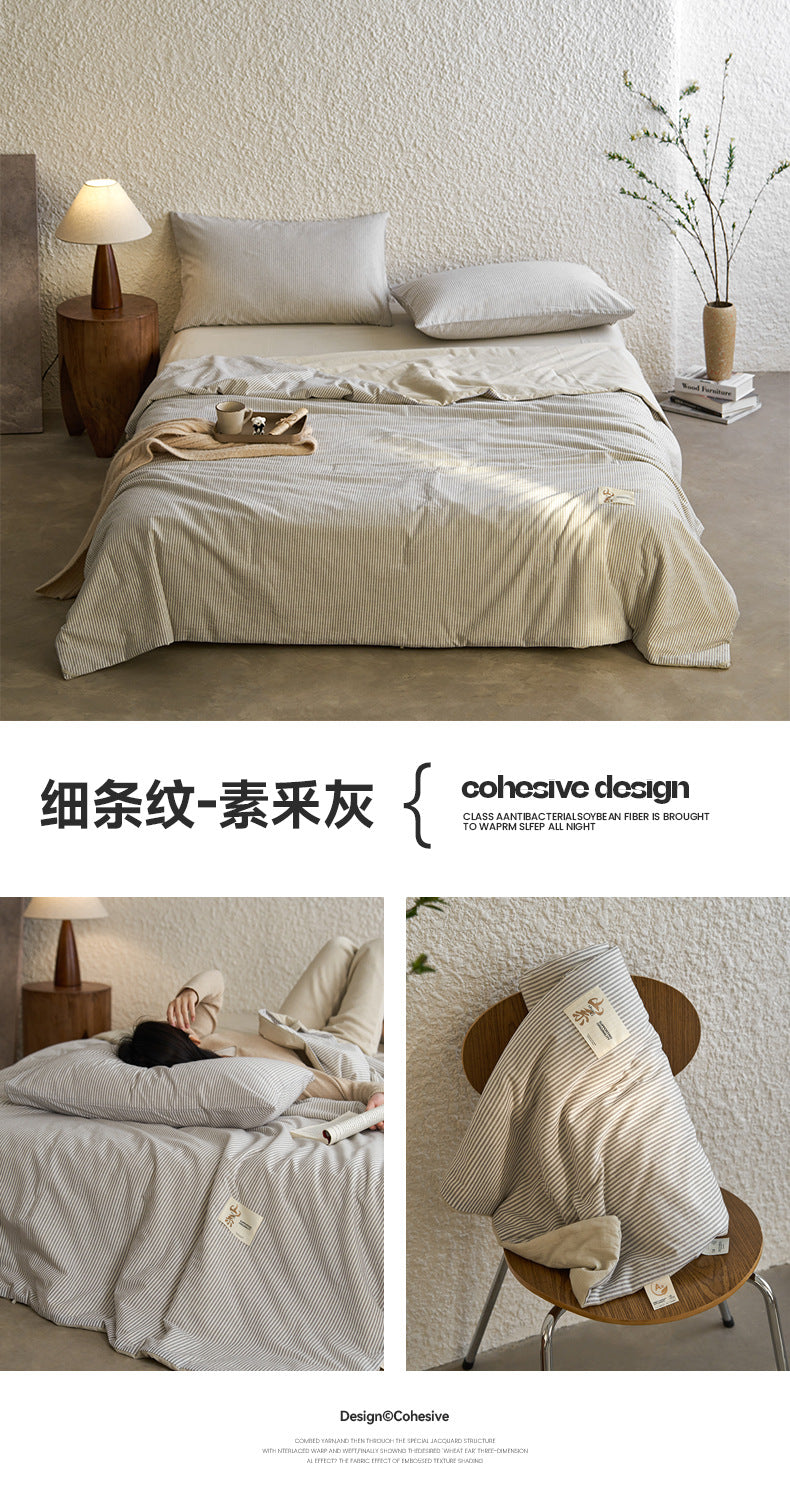 Pure Cotton Summer Quilt Washed Full Cotton Striped Soybean Air Conditioning Quilt