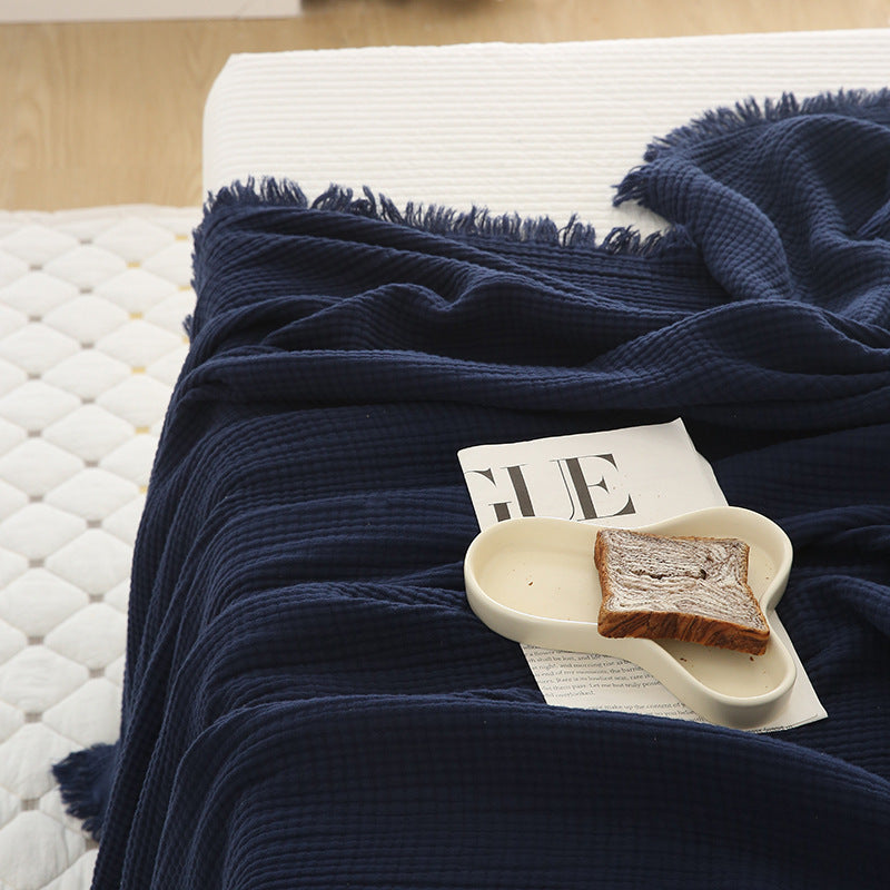 Minimalist Four-Layer Gauze Tassel Blanket Office Summer Thin Cover Blanket Air Conditioning Quilt