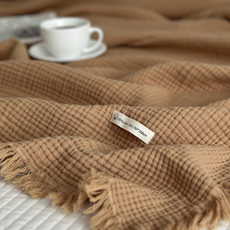 Minimalist Four-Layer Gauze Tassel Blanket Office Summer Thin Cover Blanket Air Conditioning Quilt