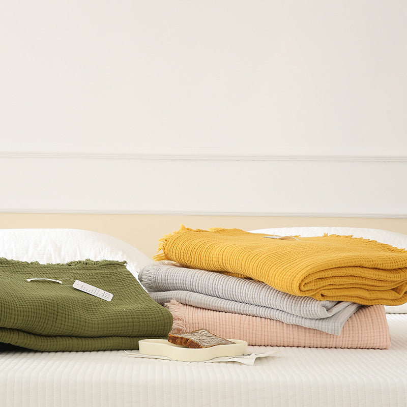 Minimalist Four-Layer Gauze Tassel Blanket Office Summer Thin Cover Blanket Air Conditioning Quilt