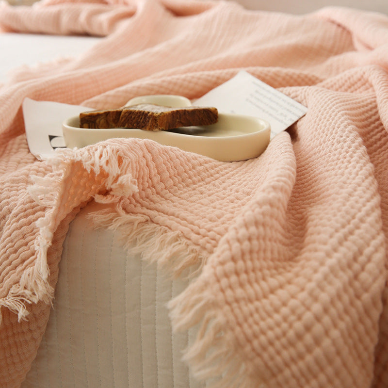 Minimalist Four-Layer Gauze Tassel Blanket Office Summer Thin Cover Blanket Air Conditioning Quilt