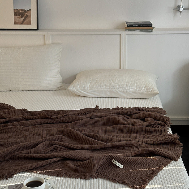 Minimalist Four-Layer Gauze Tassel Blanket Office Summer Thin Cover Blanket Air Conditioning Quilt