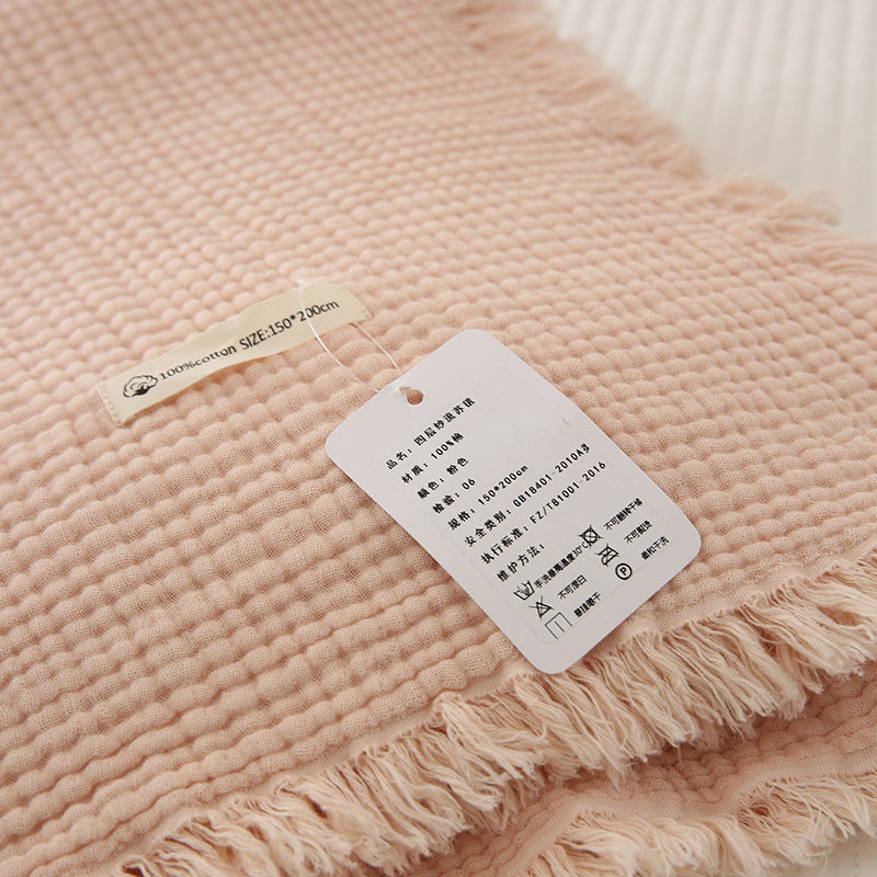 Minimalist Four-Layer Gauze Tassel Blanket Office Summer Thin Cover Blanket Air Conditioning Quilt