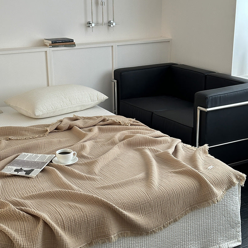 Minimalist Four-Layer Gauze Tassel Blanket Office Summer Thin Cover Blanket Air Conditioning Quilt