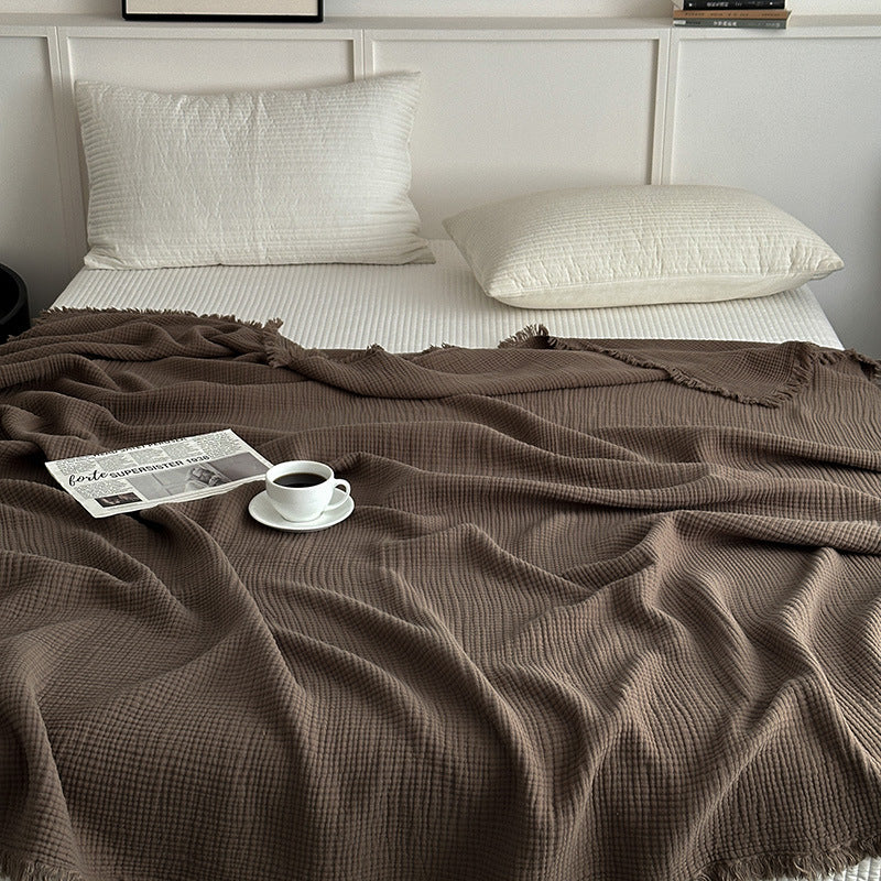 Minimalist Four-Layer Gauze Tassel Blanket Office Summer Thin Cover Blanket Air Conditioning Quilt