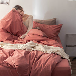 Solid Color100%100% Cotton Spring and Autumn Four-Piece Bedding Set