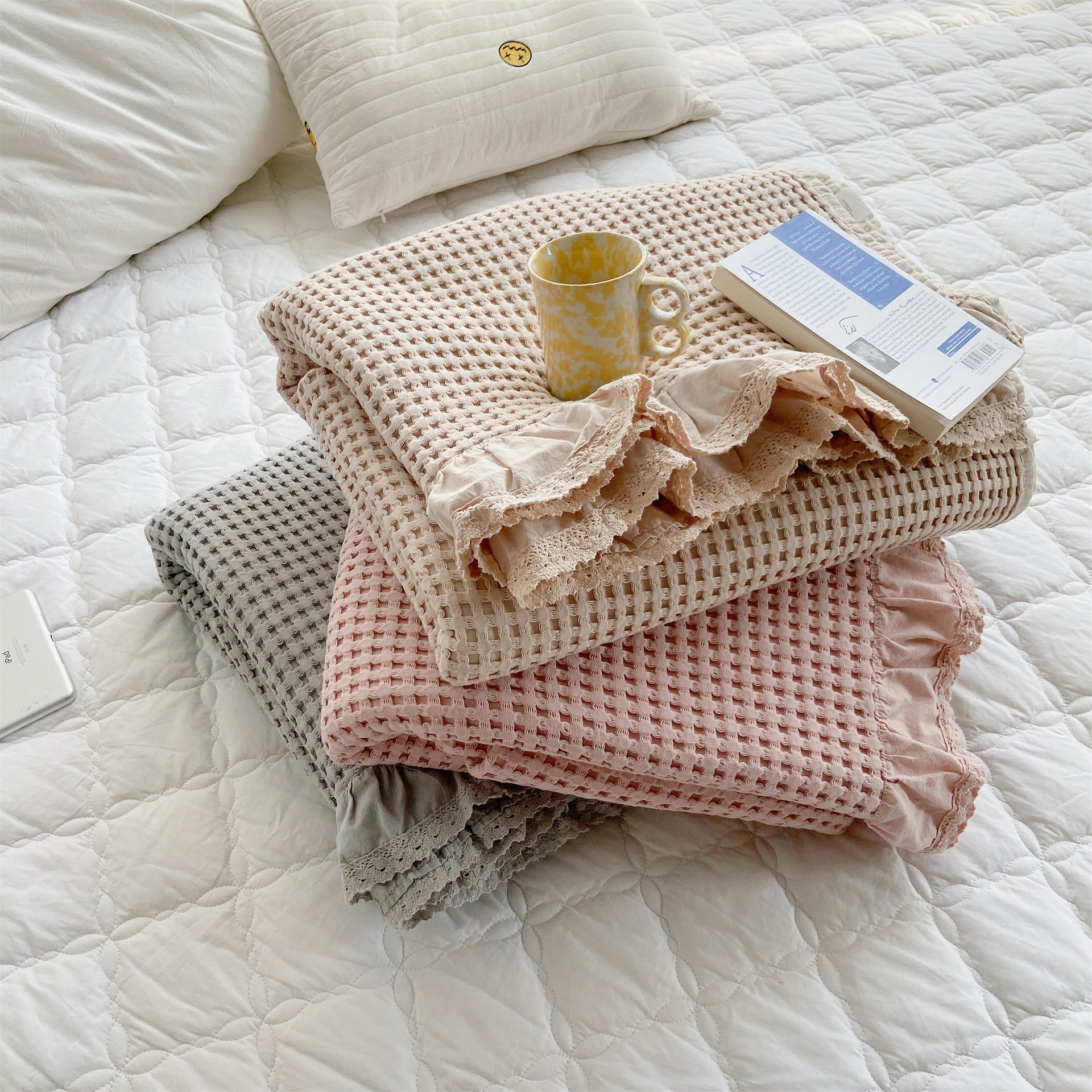 Pure Cotton Waffle Soft Towel Blanket Summer Quilt