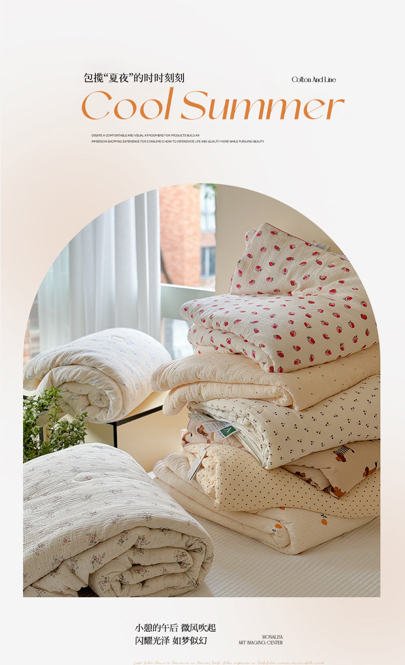 Double Layer Crinkle Cotton Summer Quilt Soft Air Conditioning Quilt for Summer