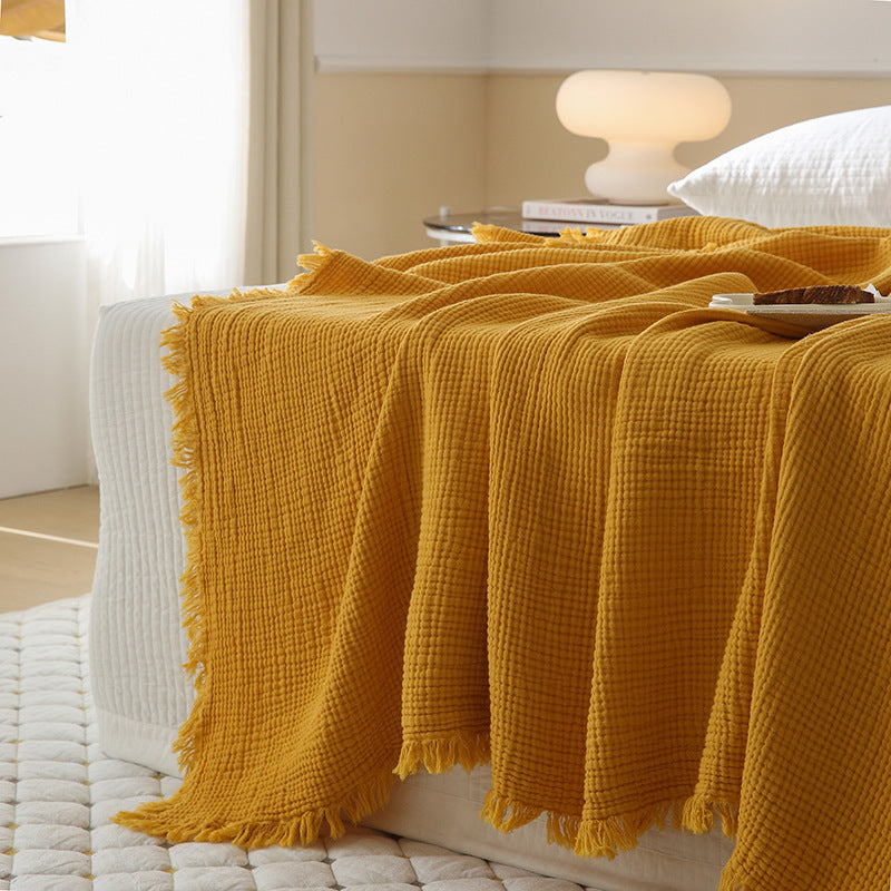 Minimalist Four-Layer Gauze Tassel Blanket Office Summer Thin Cover Blanket Air Conditioning Quilt