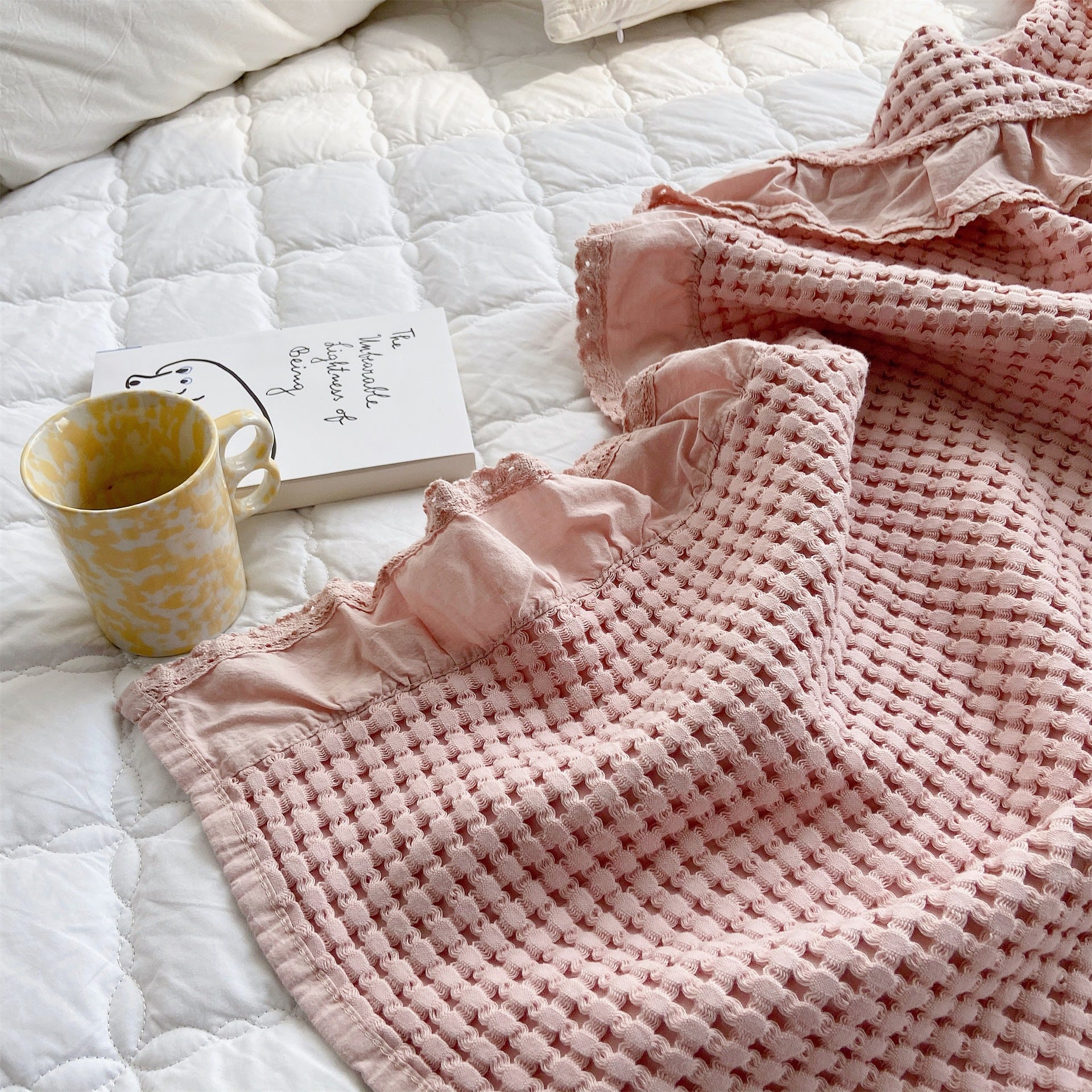 Pure Cotton Waffle Soft Towel Blanket Summer Quilt