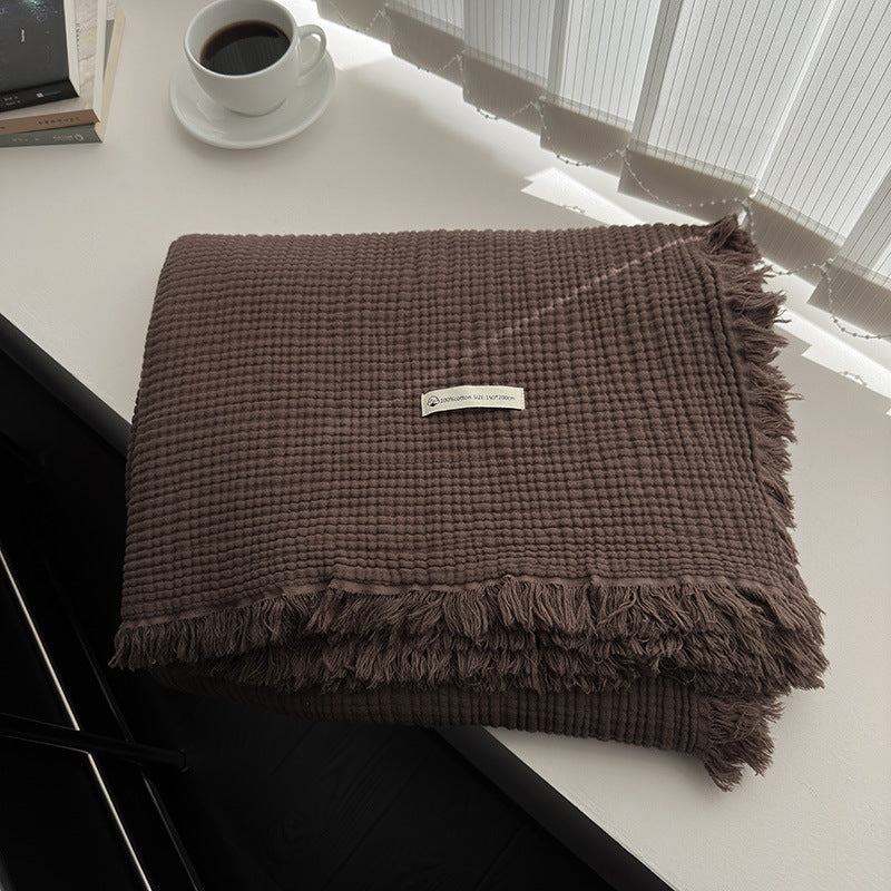 Minimalist Four-Layer Gauze Tassel Blanket Office Summer Thin Cover Blanket Air Conditioning Quilt