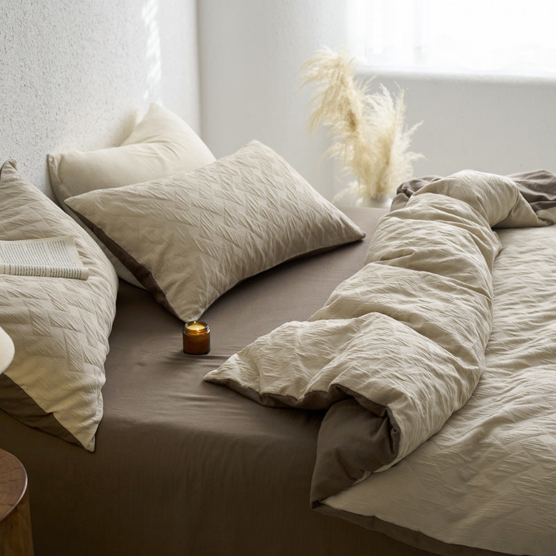 Maternity and Baby Grade Ultra Soft Double Layer Gauze Pure Cotton Solid Color Series Four-Piece Bed Set