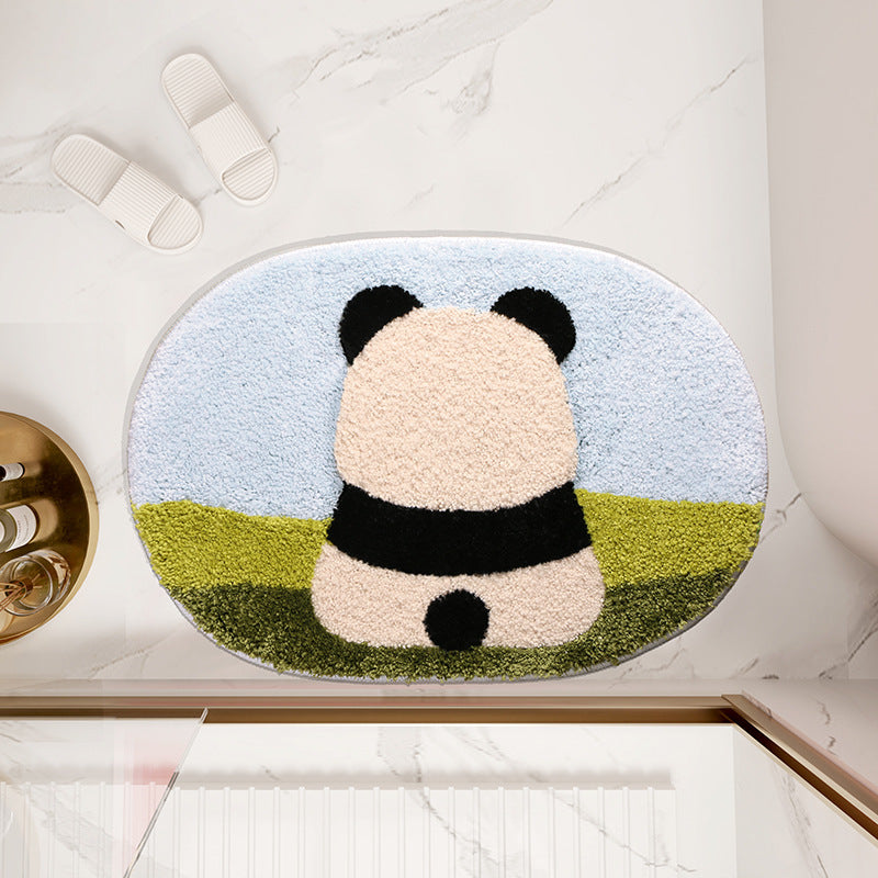 Cartoon Panda Carpet for Cooling and Insulation, Water Absorbent Bathroom Rug