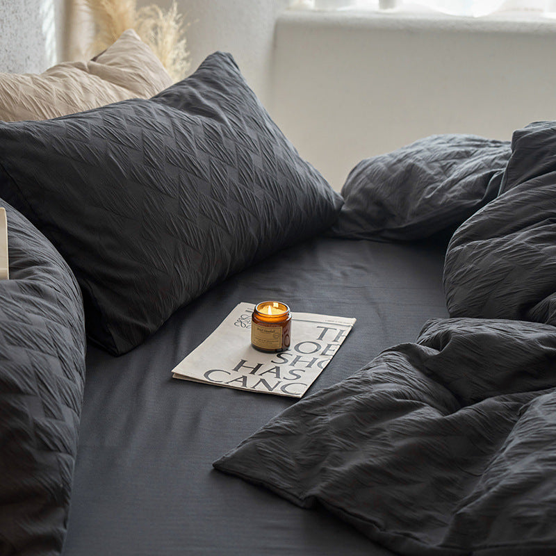 Maternity and Baby Grade Ultra Soft Double Layer Gauze Pure Cotton Solid Color Series Four-Piece Bed Set