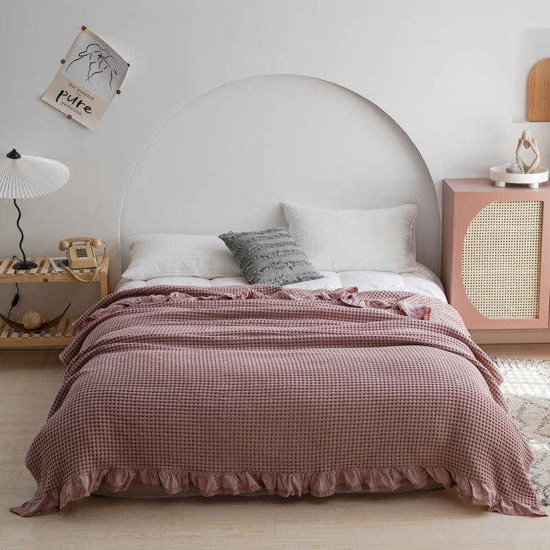 Pure Cotton Waffle Soft Towel Blanket Summer Quilt